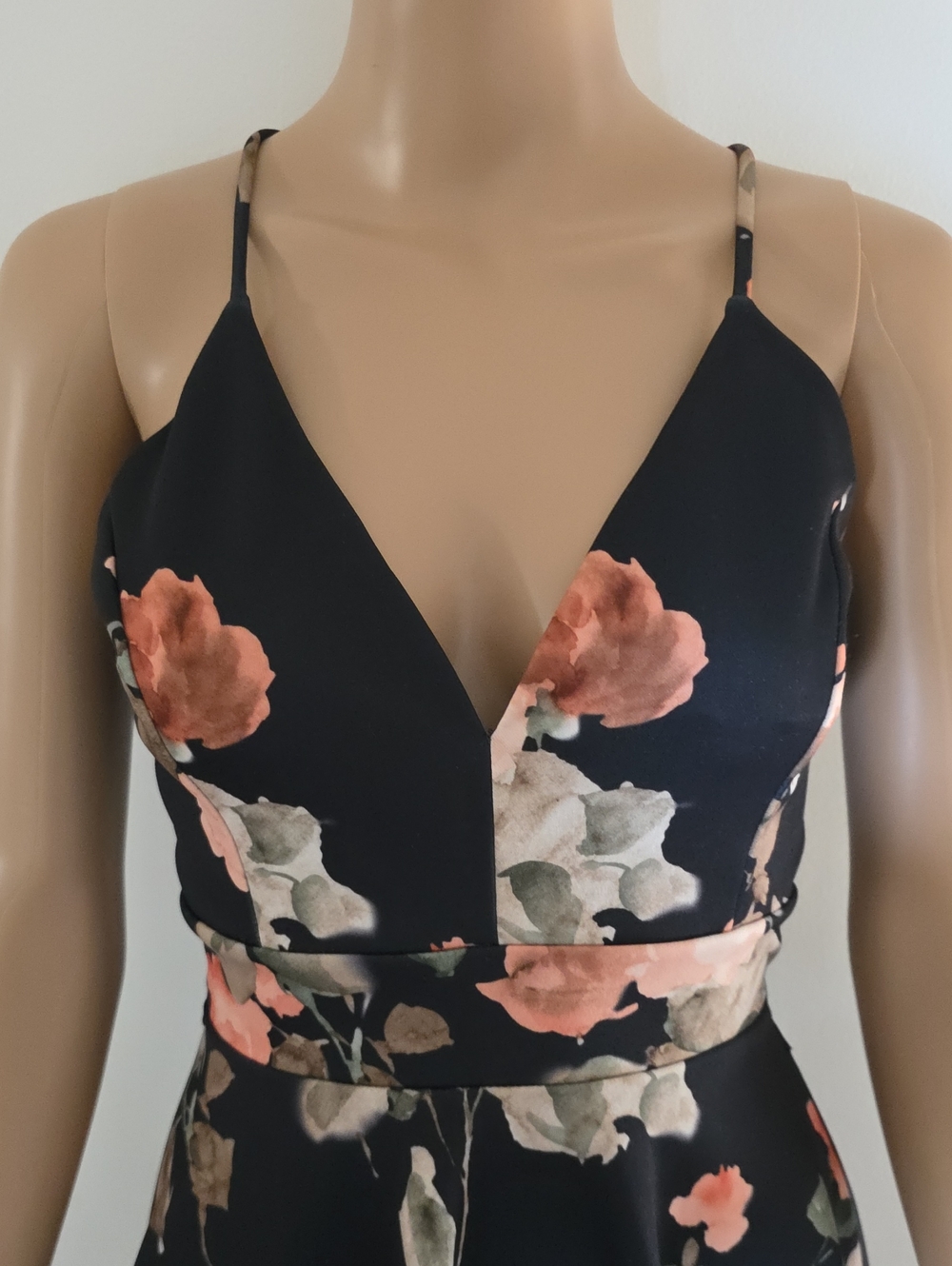 Windsor Black and Pink Floral Midi Dress Size Small - Picture 2 of 10